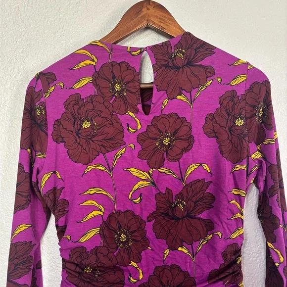 Boden Purple Ruched Jersey Midi Dress in
Regal Purple, Peony Bloom - Picture 11 of 12